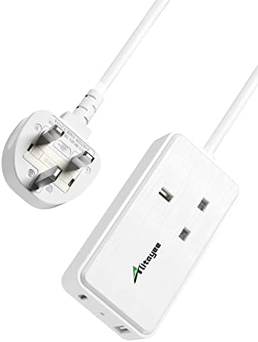 Smart Extension Lead with USB Slots, Power Strip with USB-A and USB-C(5V 3.1A MAX), 1M Extension Cord, 1 Way Plug Socket Extension, 3250W 13 amp Plug Fused, Ideal for Home Office Accessories-White