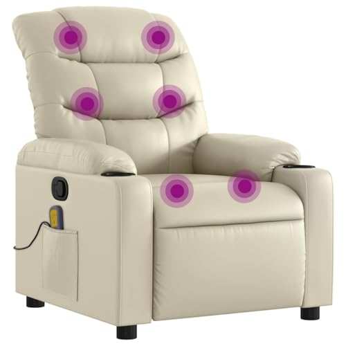 Gecheer Massagesessel mit Relaxfunktion, Kunstleder, Creme, Sessel Wohnzimmer Fernsehsessel Liegesessel für Entspannung Homeoffice Leseecke3206904 – Bild 3
