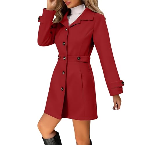 Trench en laine mélangée veste mi-longue boutonnage simple mode parisienne