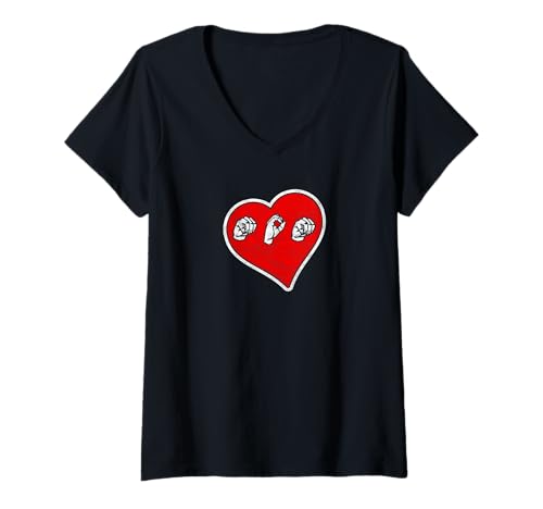 Femme Sign Language I Love My Mom ASL Mothers Day Retro T-Shirt avec Col en V