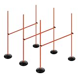 Voodans Orange Adjustable Height Agility Hurdle Set Multi-Function Soccer Trainning Pole Set Coaching Sticks with Rubber Base (Pack of 3, 4.9 FT)