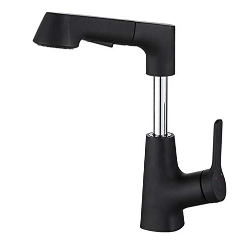 Mitigeur de lavabo extractible et rotatif en laiton noir à 2 modes