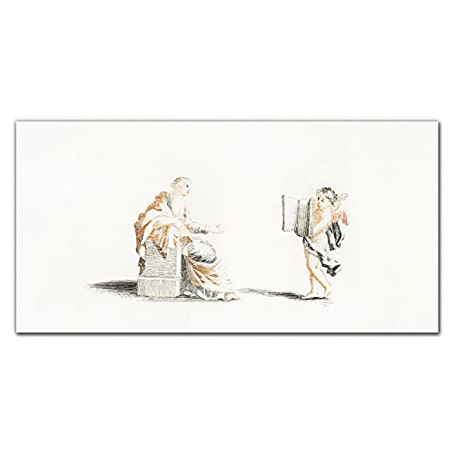 Tableau sur toile anges vintage 100x50cm déco murale salon