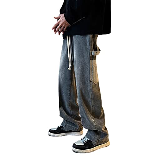 Jean droit ample pour homme gris fumé en denim neutre coupe loose