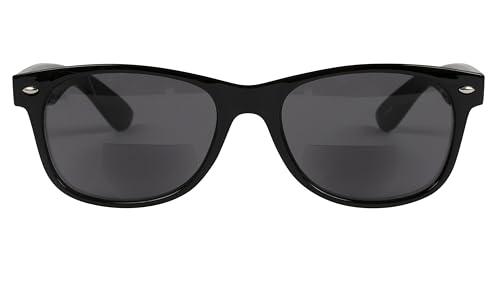 I-Sential Bifocal Reading Sunglasses Sun Readers Tinted Glasses Retro Black Frame Mens Womens Classic With Case +1.75 - Image 2