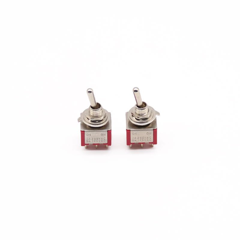 5Pcs Toggle Switch 6MM Red 6Pin 3File MTS-203 Rocker Switch 2A 250V 5A120V ON-Off-ON