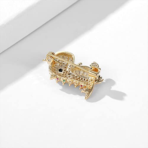 Image of Cute Dinosaur Sparkly CZ Brooches Pins Delicate Luxury Cartoon Animal Brooch Classic for Party Dance Banquet for Women Ladies Girls Dainty Elegant Beautiful Lapel Pins Scarf Clips Collar Neck Tie Dress Suit Shirt Ceremony Clothes Accessories Jewelry Mother's Day Valentine's Day Decor Christmas Birthday Daughter Gifts