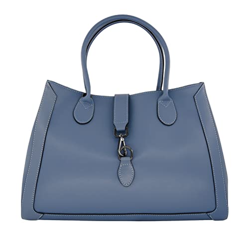 Bella&Quinny Ferrara, elegante und hochwertig Damen Schultertasche/Handtasche, Echtleder. Made in Italy, Design und Leder aus Florenz. In aktueller Frühlings- und Sommerfarbe. (Himmelblau) Cover