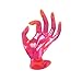 Adornos rosa transparente OK forma de mano anillo titular simple portátil exquisito collar liso pulsera joyería estante de exhibición para la habitación del hogar - rosa rojo