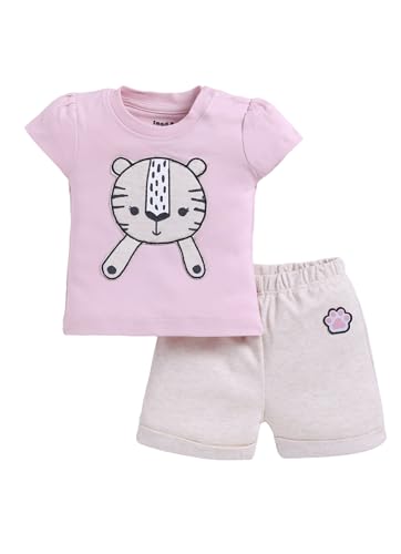Image of Smart Baby 100% Cotton Interlock Fabric T-Shirt and Shorts Set for Baby Girls - Soft, Lightweight, Comfortable (Pack of 1)