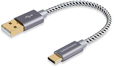 CableCreation 6 inch USB C Cable Short, Short USB to USB C Cable 3A Fast Charging Cable, Braided USB C Male to USB Male Cable for Power Bank, Galaxy S23, iPad Pro iPad Mini S22 S21 Z Flip, etc, Gray