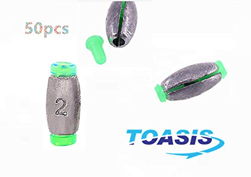 Toasis Fishing Rubber Core Weights Removable Rubber-core Sinkers (2g/0.07_Oz-50pcs)