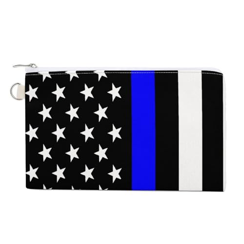 American Thin Blue Line Flag Art Zipper Style Coin Purse, Large Capacity, Portable And Fashionable Wallet