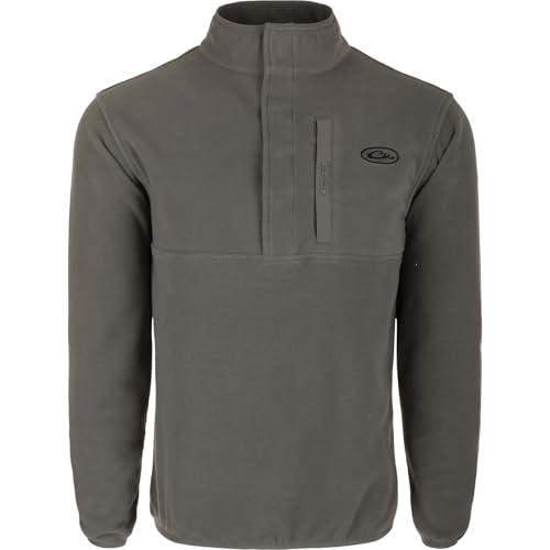 Image of Drake Waterfowl Men's Camp 2.0 Fleece Pullover | Hunting Anti-Pill Moisture Wicking 1 /4 Neck Snap Sweater with Chest Pocket