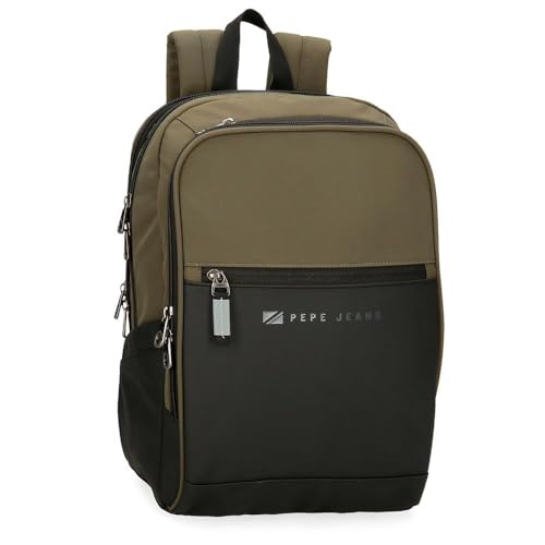 Pepe Jeans Jarvis Mochila para Portátil 12" Verde 25x37x10 cms Piel Sintética y Poliéster 11,1L by Joumma Bags