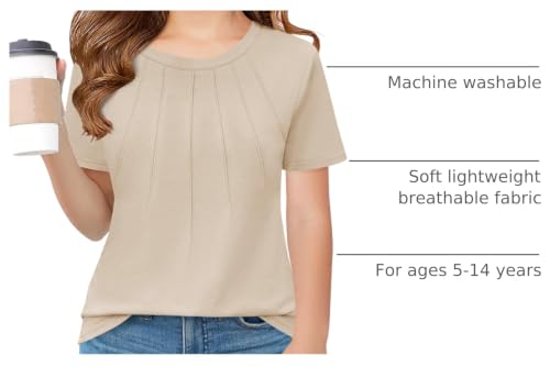 Image of Haloumoning Girls Pleated T Shirts Kids Summer Short Sleeve Fashion Tops Tees 5-14 Years