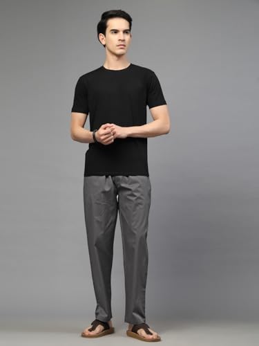 Image of Majestic Man Comfort Fit Solid Cotton Casual Lounge Pyjama with Elastic Waist, Drawstring & Zip Closure