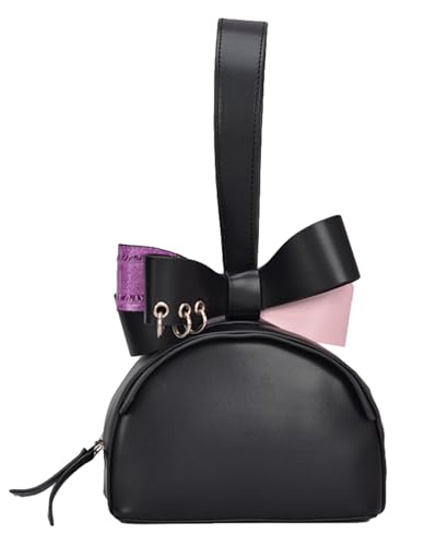 Mini PU Leather Handbag for Women 2025 Cute Fall Winter Top Handle Bag with Bow Gold Ring Accent Small Elegant Purse