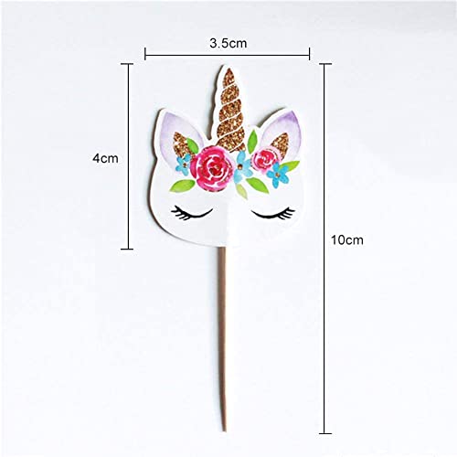 BREEZO 48 Pieces Unicorn Cupcake Toppers, Cake Decorations, Double Sided Unicorn Cake Toppers Set for Birthday Baby Shower Party Supplies