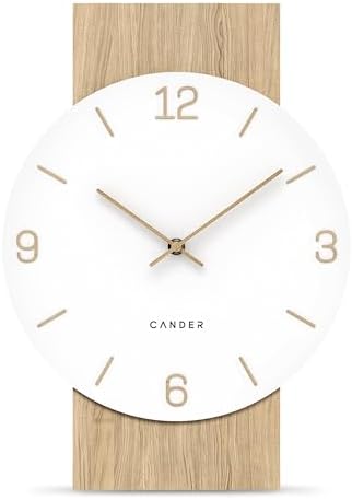 Cander Berlin MNU 2630 W MDF wandklok stil geen tikkend geluid 30 cm woonkamer moderne vintage houten wijzers wit