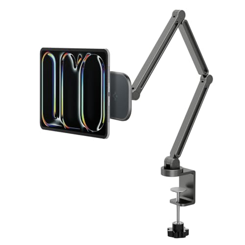 Spigen OneTap Support Tablette Lit et Bureau [Anneau Métallique Inclus] Réglable avec Bras Articulé, Rotatif à 360° pour iPad Pro Air Mini A16 M3 M4 M5 11...