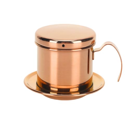Sarinyコーヒードリッパー ステンレス製 ベトナム式 ドリップカップ テンレスフィルター コーヒー用品 喫茶店 カフェ おしゃれ キャンプ アウトドア結婚 祝い 誕生日 記念日 プレゼント (ローズゴールド)