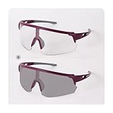 Las últimas gafas de sol de bicicleta for hombres y mujeres for 2025, gafas de sol que cambian de color y antivaho, de doble uso for día y noche.(Purple photosensitive)