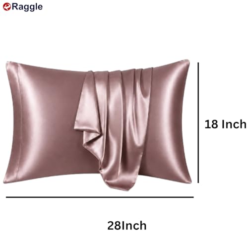 Image of RAGGLE Satin Silk Pillowcase for Hair and Skin Standard Size 18 inchX 28 inch with Soft Breathable Smooth Cooling Pillow Covers for Sleeping or Pillow Protector (2, Chocolate)