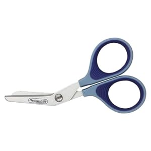 First Aid Only PhysiciansCare 90294 Titanium Non-Stick First Aid Bandage Scissors, 4″ Bent, Blue