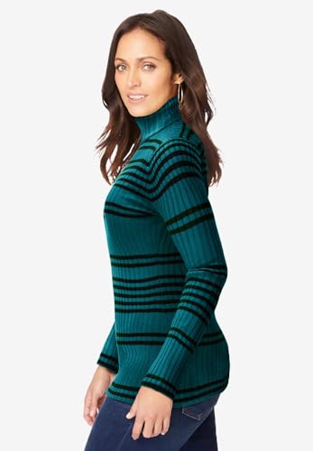 Jessica London Women's Plus Size Ribbed Cotton Turtleneck Sweater3