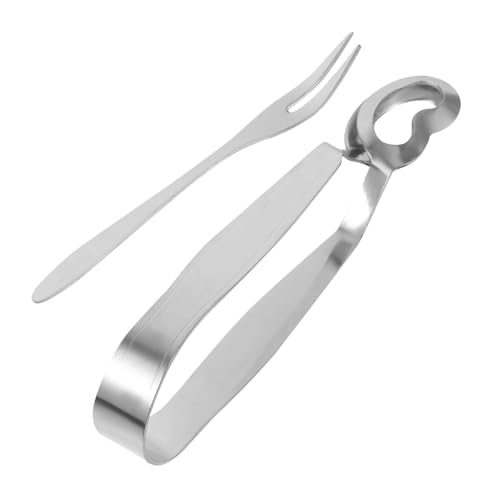 OUNONA Pinzas y Tenedor Para Caracoles De Acero Inoxidable Resistentes Al Utensilios Para Mariscos y Escargots Diseño Ergonómico Para Servir Sin Ensuciar Para Uso Doméstico y Restaurantes