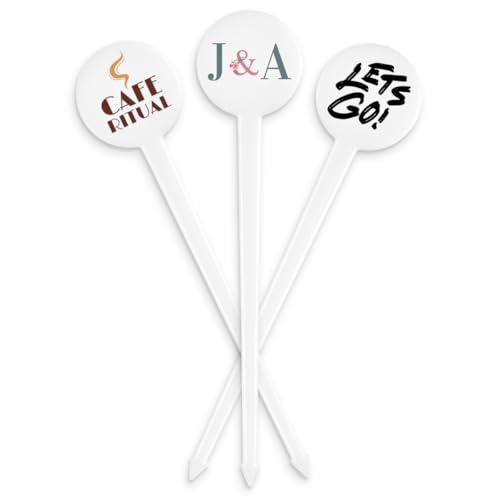4" Custom White Disc-Top Picks – Personalized Food Picks –