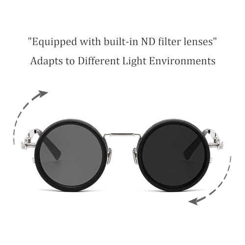Adjustable Tint Rounded Polarized Lenses Retro Sunglasses, Adjustable Tint Sunglasses with ND Filter for Men Women3