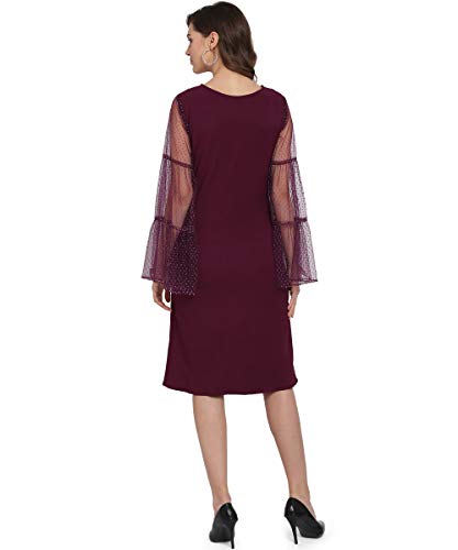 Image of OOMPH! Women's Western & Fusion wear Net A-Line Knee-Long Dress