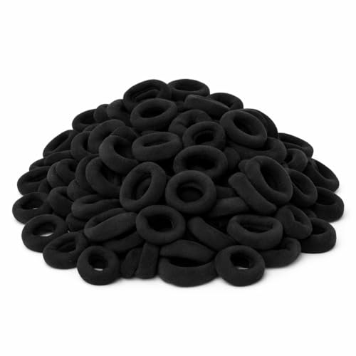 Image of Frescorr (100 pcs) Baby Hair Ties | Soft No-Damage Premium Elastic Mini Rubber Bands for girls | Strong Stretch Ponytail Holders | Daily Use Hair Accessories | (Black)