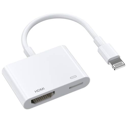 Adattatore HDMI per iPhone: l'adattatore audio da Lightning a digitale HDMI, supporta il mirroring di ciò che viene visualizzato sullo schermo del tuo iPhone/iPad, tra cui immagini, film, giochi e altro ancora su TV, display, proiettore o altro display compatibile con HDMI.