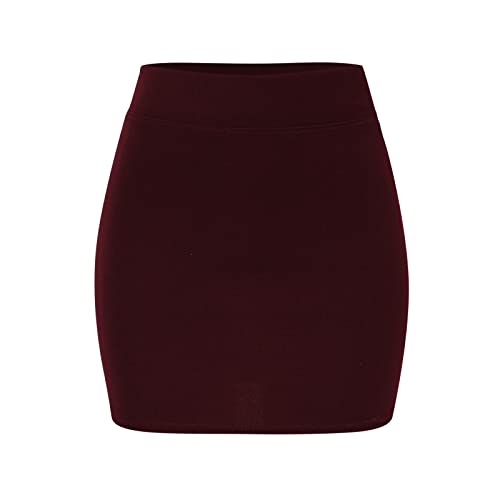 YOLAI Women Solid Skater Skirt Elastic Waist Slim Wrap-Around Mini Short Skirts Pencil Skirt3