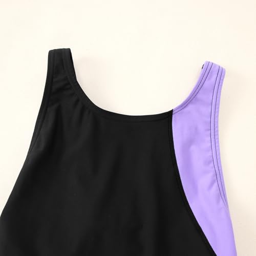 Image of GLIGLITTR Girls' Athletic One Piece Swimsuit Kids Black Swimwear for Swim Team Practice Competition Beach Sport Bathing Suit