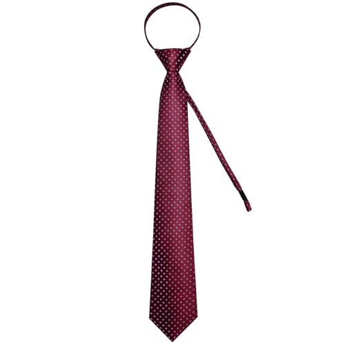 Image of DiBanGu Silk Zipper Ties for Men,Paisley Solid Plaid Pre-tied Tie and Pocket Square Cufflinks Set Formal Adjustable Necktie