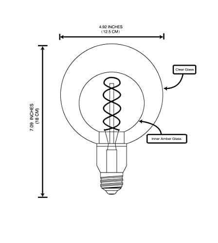 SD LUX DIMMABLE LED Bulb Vintage Globe Bulb Decorative Light G125 E27 6W 400LM(60W Equivalent) ES 2700K Warm White, 1 PC (Amber) - Image 4