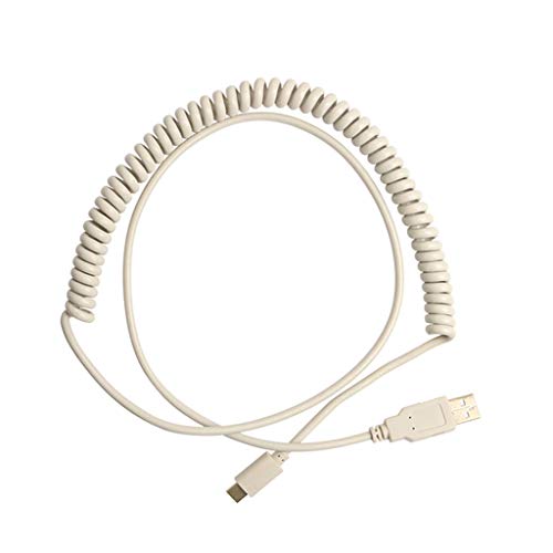 bugtrYRnou Cable de Datos, Creativo Teclado mecánico en Espiral Tipo C Cable en Espiral USB Suave Cover