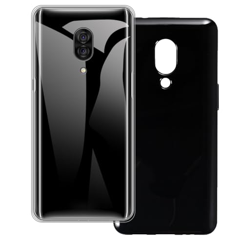 UOGNADGD 2-Pack TPU-Hülle Kompatibel mit Lenovo Z5 Pro GT Handyhülle - Stoßfeste Flexible Schutzzubehör mit Präzisionsausschnitten (Klar+Schwarz)