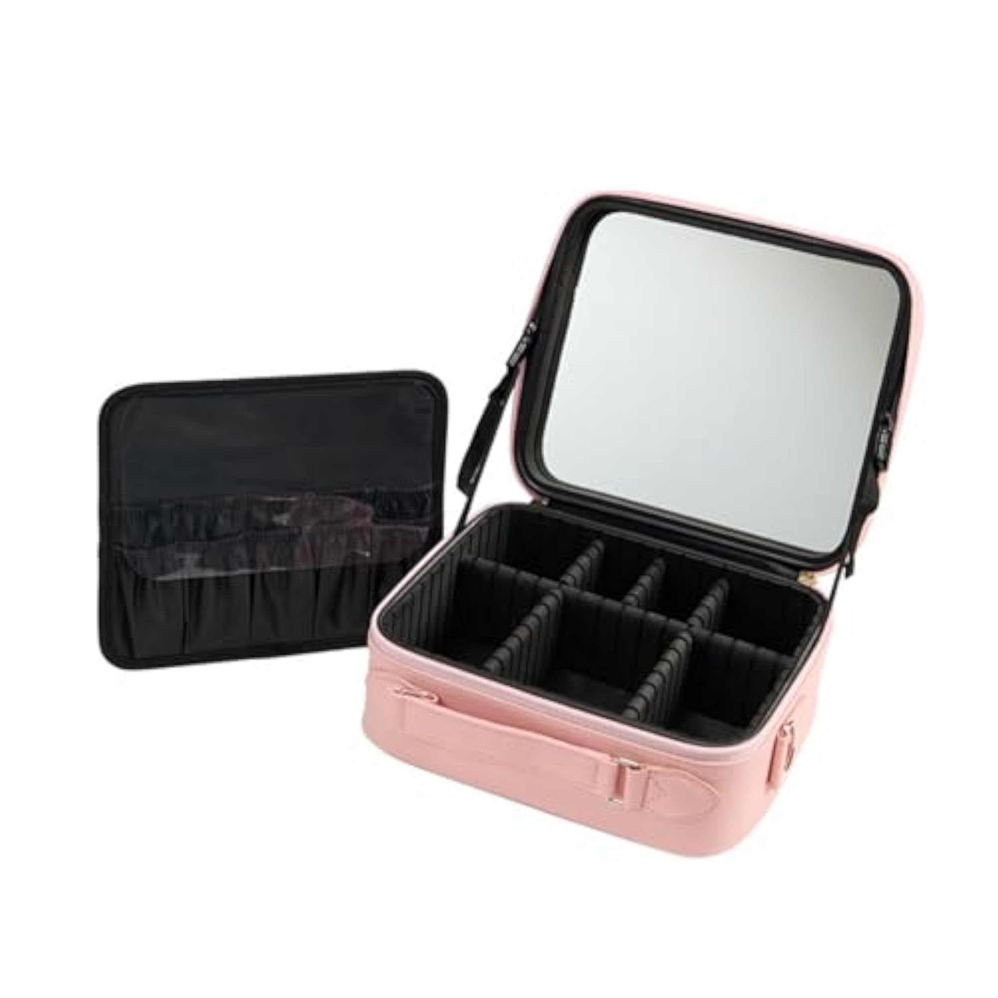 Portable Makeup Organizer Bag with Mirror for Travel
