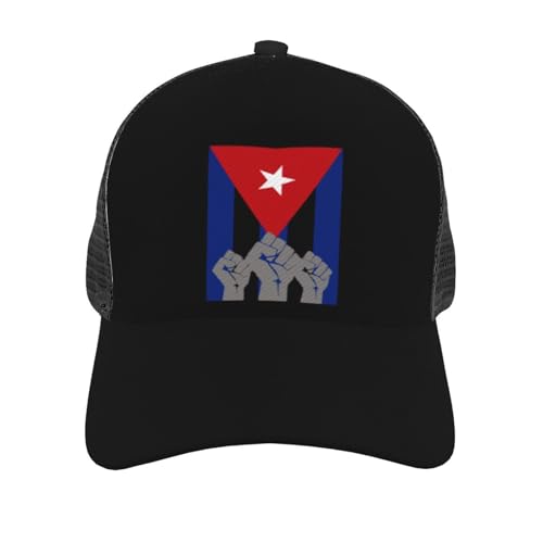 Cuba Revolution Fist Cuban Flag Mesh Baseball Cap - Classic Adjustable Peak Cap, Trucker Hat for Men & Women2