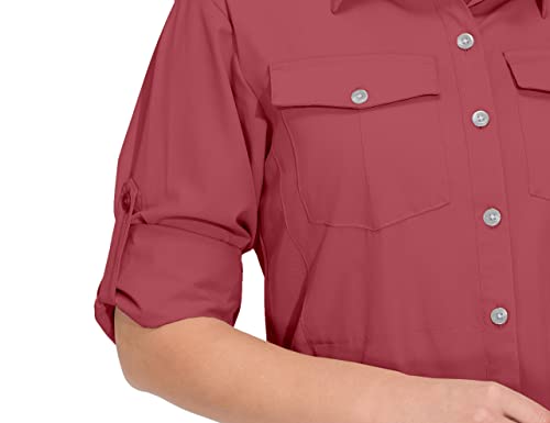 Little Donkey Andy Women's Lightweight Quick Dry Water Resistant Outdoor Upgraded Shirts For Hiking, Travel, Camping Upf50 Watermelon Red Xxl #TOP4