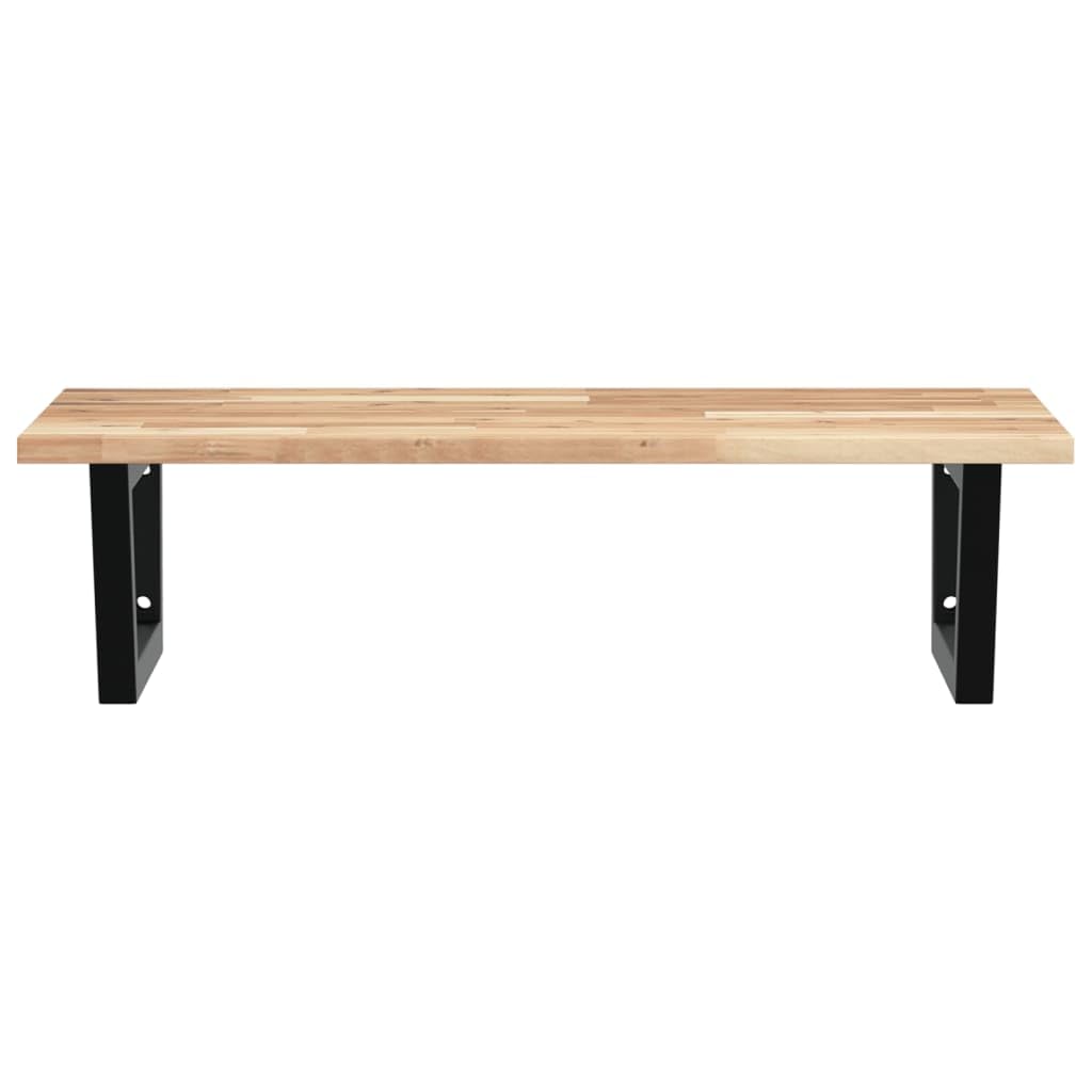 Estantería para lavabo de pared de acero y madera de acacia maciza, 100 x 50 cm, soporte trapezoidal que ahorra espacio para armario de baño, almacenamiento, lavabo, baño, organizador