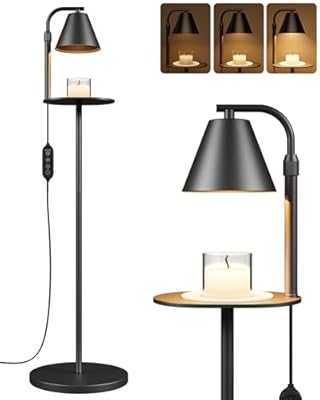 KFM Candle Warmer Lamp with Timer, Electric Candle Warmer Floor with 2 Bulbs, Dimmable, Adjustable Height Wax Warmer Modern Tall Standing Floor Lamp for Living Room Bedroom Office