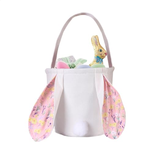 Sacchetto pasquale con manici cestino per coniglietti pasquali riutilizzabili con contenitore per la caccia primaverile per ragazze per avvolgere giochi di ricerca