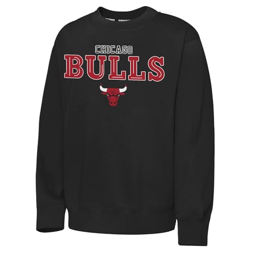 NBA Chicago Bulls - Felpa Girocollo in Pile, Colore: Nero