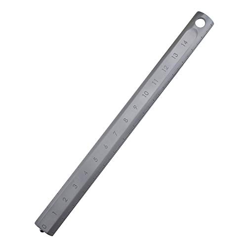 Titaner CNC Machined Round Titanium Ruler with Ceramic Bead for Glass Breaker Self Defense Metric 160mm Scale (Gray)